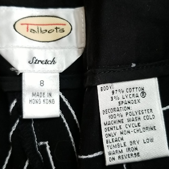 VTG Talbots Highwaist geometric black/white Capris - Picture 4 of 8